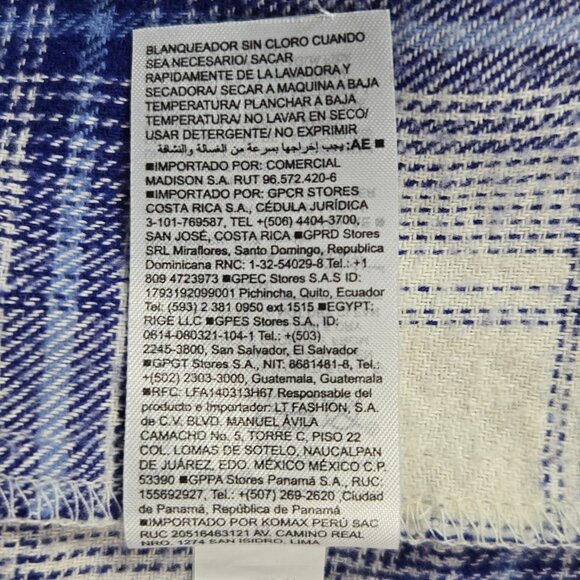 Old Navy Boyfriend Shirt L Blue White Plaid 100%‎ Cotton Flannel Oversized Fit - Picture 9 of 11